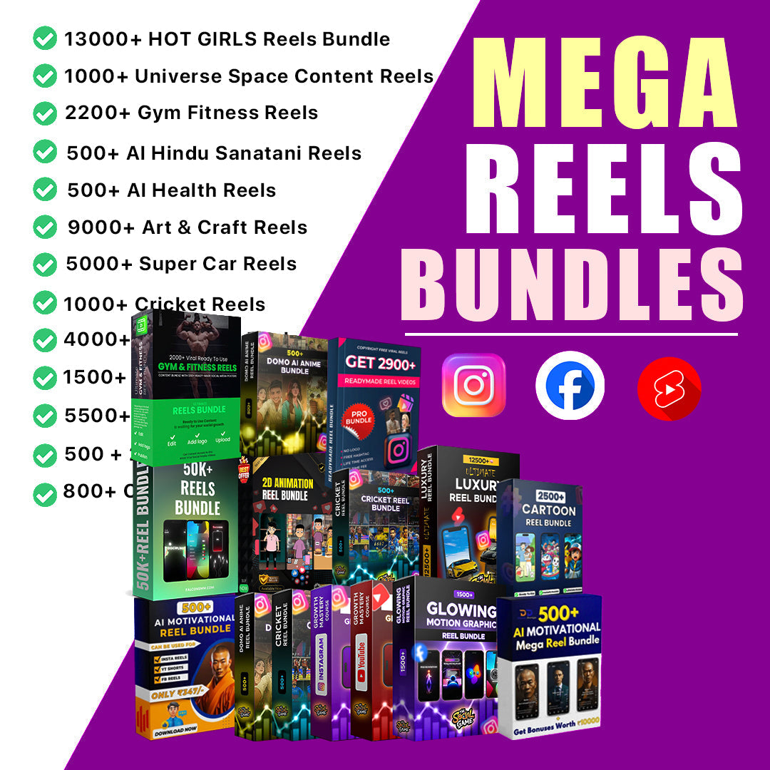 Mega Reel Content Pack – 50,000+ Ready-to-Use Digital Reels for Creators (Instant Delivery)